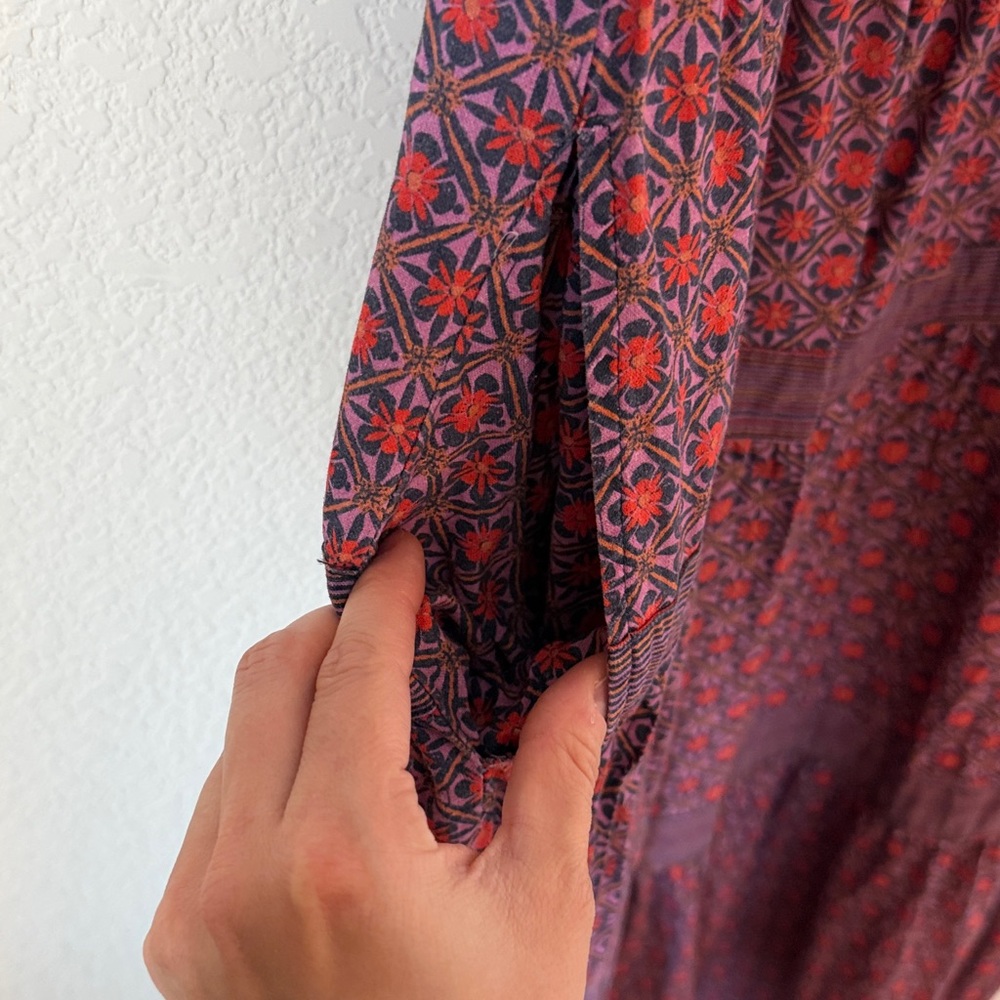 Marine Layer Selene Smocked Tiered Maxi Dress in Geo Floral Print - Picture 8 of 9